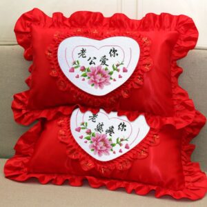 Red Color Couple Pillow
