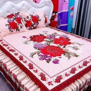 Red Flower Bed Sheet & Pillow Cover